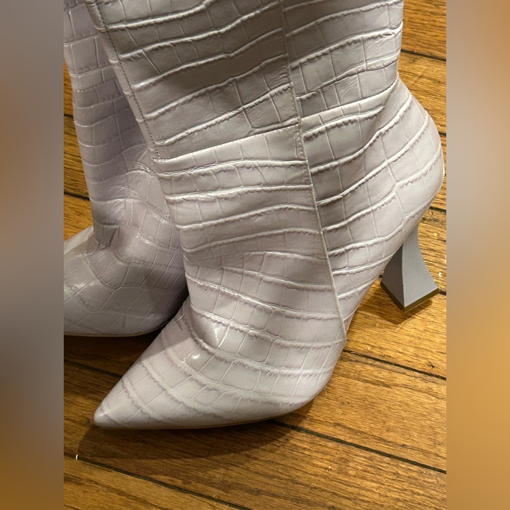 Aldo Elegant lilac Croc-Embossed Knee-High Boots size 10 - Picture 4 of 12